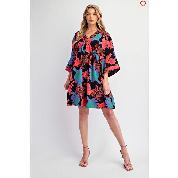 easel Dresses & Skirts - Easel - Printed Sophia Twill Woven Dress - Medium